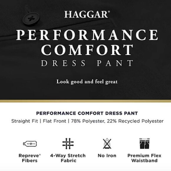Haggar Premium Comfort Mens Straight Fit Dress Flat Front Pant , Gray Sz 30x32 - Picture 5 of 5